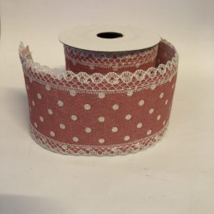 Cinta lunares con puntilla ancha Rosada