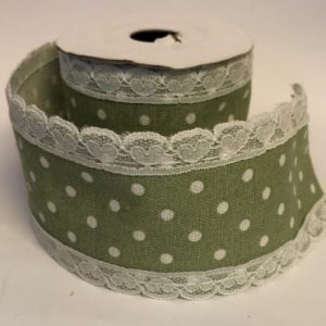 Cinta lunares con puntilla ancha Verde