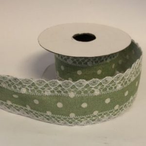 Cinta lunares con puntilla fina Verde