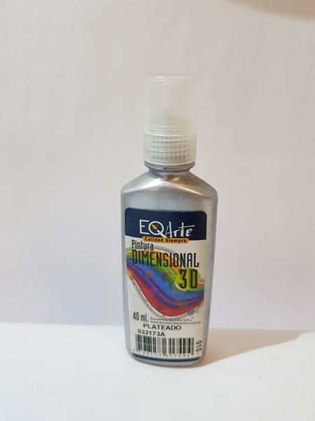 Pintura dimensional 3D 40 ML Plateado metalizado
