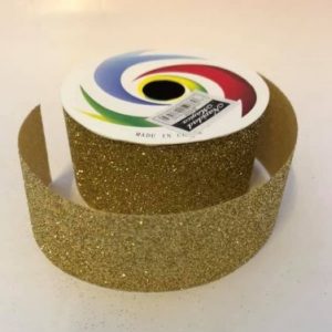 Cinta con brillantina dorada 3.8 cm de ancho