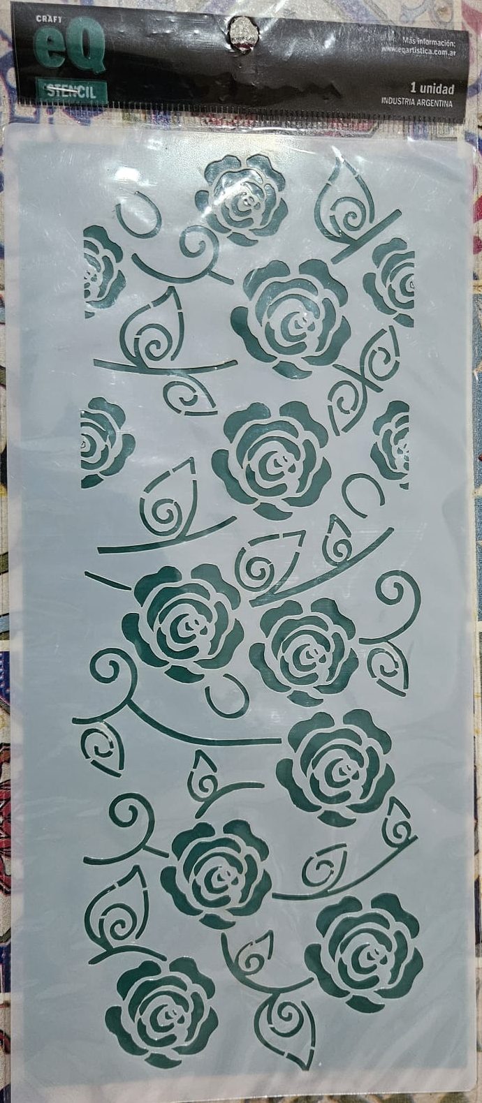 Stencil Grande 13.5 cm x 28 cm EqArte 74 trama de flores